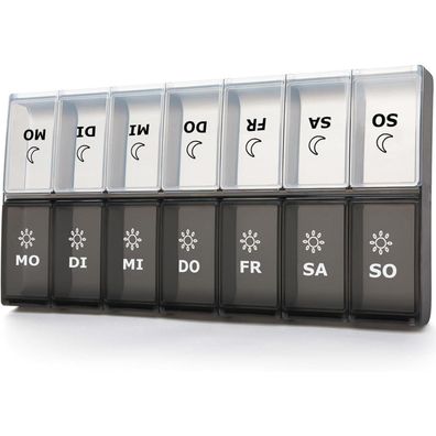 Pillendose 7 Tage Groß Medikamentenbox XL für Vitamine White