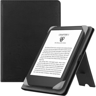 Universal 6 Zoll E-Reader Hülle mit Ständer und Handschlaufe Schwarz