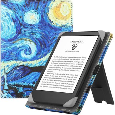 HGWALP Universal 6 Zoll eReader Hülle Folio mit Handschlaufe & Ständer Sky