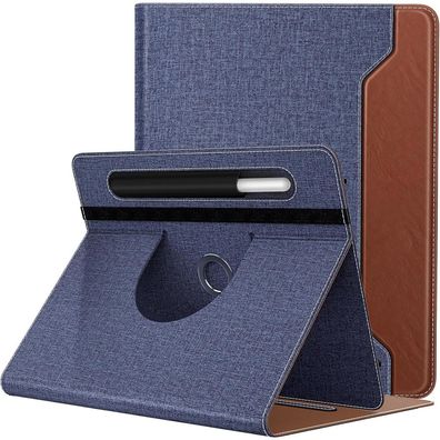 TiMOVO Universal Tablet Hülle 9-11 Zoll 360 Grad Ständer Stifttasche Denim Braun