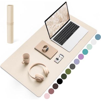Großes Schreibtischunterlage Mauspad Leder Multifunktional Beige 80x40cm