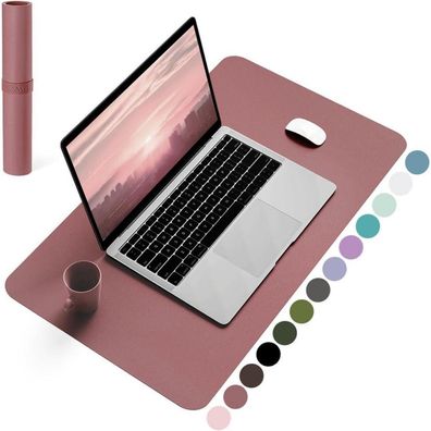 Schreibtischunterlage Mauspad Leder Rutschfeste Wildleder 60x35cm Dunkelpink