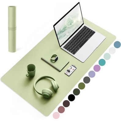 YSAGi Schreibtischunterlage Mauspad Leder Rutschfest Wildleder Matcha 80x40cm