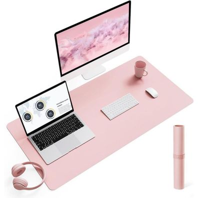 Großes YSAGi Schreibtisch Mauspad Leder Rutschfeste Wildleder 90x43cm Rosa