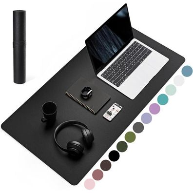 Großes Schwarz Leder Mauspad 80x40cm Büro Laptop Schreibtischunterlage