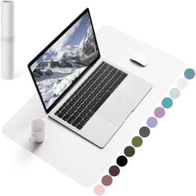 Großes Office Mousepad Mauspad Leder Rutschfest Weiß 60x35cm
