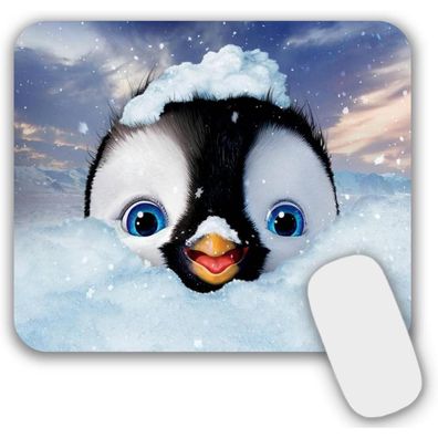 Kleines Mauspad 24x20 cm Pinguin Muster rutschfest abwaschbar opt. für Büro