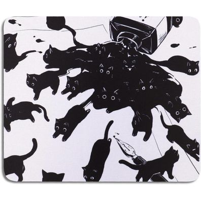 Kleines Katzenmotiv Mauspad rutschfest abwaschbar 24 x 20 cm 0,3 cm Dicke