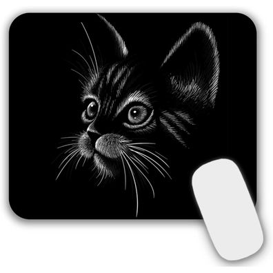 Mauspad Klein Schwarz Mousepad Katze Motiv 24 x 20 cm Design Aoksunova MF-150