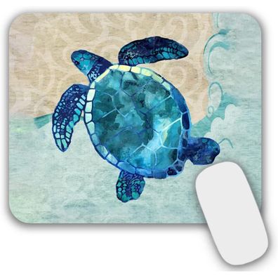 Kleines Meeresschildkröten-Motiv Mousepad 24x20x0.3 cm Blau