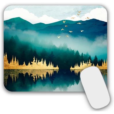 Kleines Mousepad 24x20 cm Grün Muster rutschfest abwaschbar ultra-glatt