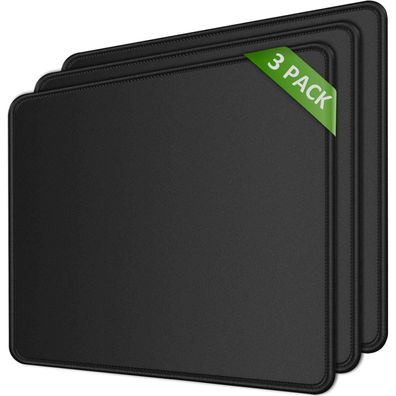 KTRIO Mauspad 3 Pack 30% Größer Schwarz Anti-Rutsch Mousepad 275x215mm