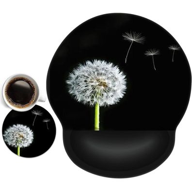 Mauspad Mousepad Gelkissen Handauflage + Untersetzer Set Laptop PC - Löwenzahn