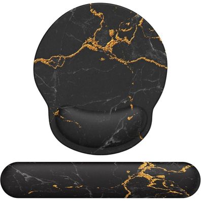 Ergonomisches Mauspad mit Handauflage und Handballenauflage Schwarz Marmor