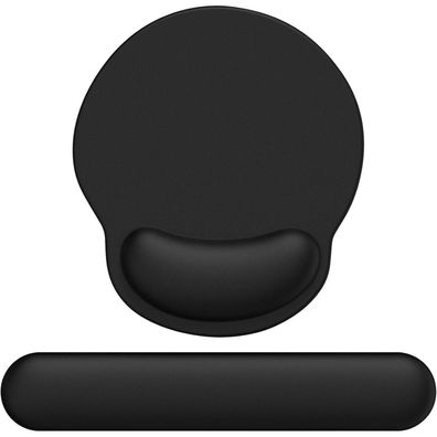 Ergonomisches Mauspad mit Gelkissen und Memory Foam Handballenauflage, Schwarz
