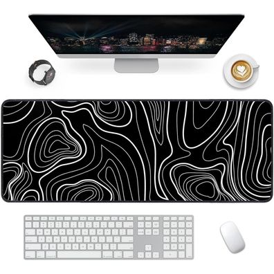 Gaming Mauspad XXL 800x300mm Schwarz Weiß Rutschfeste Gummibasis