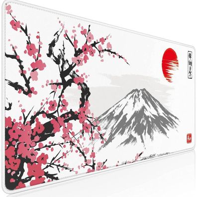 Gaming Mauspad XXL 900x400mm Sakura Weiß Premium Japan Fuji Anti-Rutsch