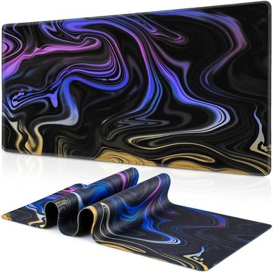 XXL Gaming Mauspad 900x400mm Fluid Art groß Anti-Rutsch PC Laptop Blau-Lila
