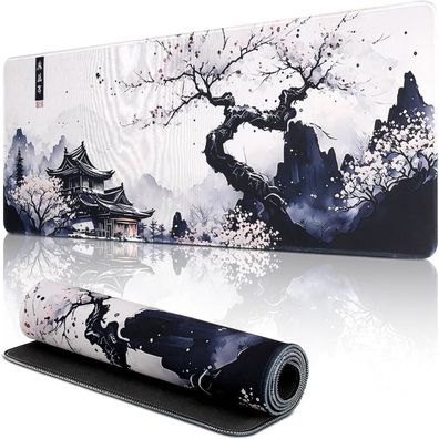 Japanisches Weiße Mauspad Kirschblüte Gaming Schreibtisch Matte Rutschfeste