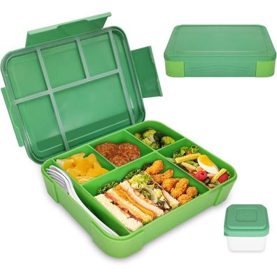 IJIAMY Brotbox Kinder mit 5 Fächern, 1300ml Lunchbox Auslaufsicher Grün