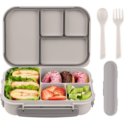 Amathley Kinder Bento Box Lunchbox 1200ml mit 4 Fächern und Besteck