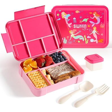 Swkien Brotdose Kinder 1300ml Bento Box Lunchbox Auslaufsicher 6 Fächer