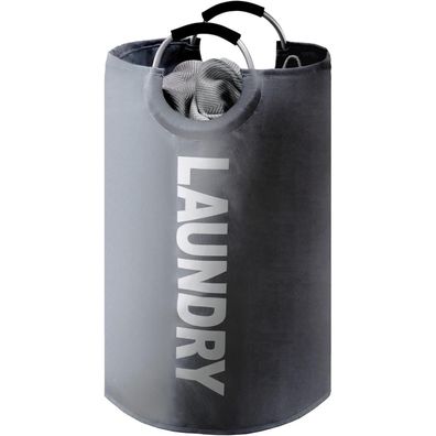 Youdenova Wäschekorb Faltbar 115L mit Griff Grau Oxford Aluminium