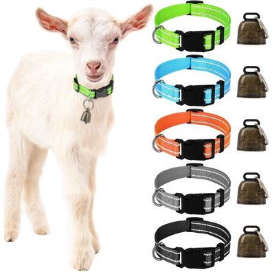 5er Pack Reflektierende Ziegen Halsbänder Glocken Nylon Schaf Kuh Weide