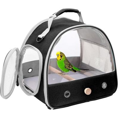 Tragbare Transporttasche für kleine Vögel mit Edelstahl-Tablett und Holzstange