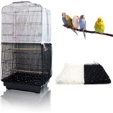 2 Stück Einstellbare Vogelkäfig Abdeckungen, Samenfänger, Kordelzug, Netz, Runde