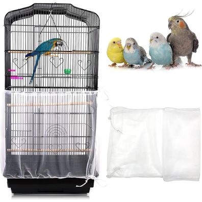Vogelkäfig Abdeckung Feder Samenfänger Kordelzug Papageien Netz 39-78 Zoll