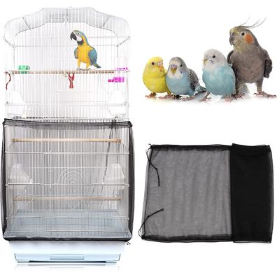 Mngren Universal Vogelkäfig Abdeckung Feder Samenfänger Einstellbar Schwarz