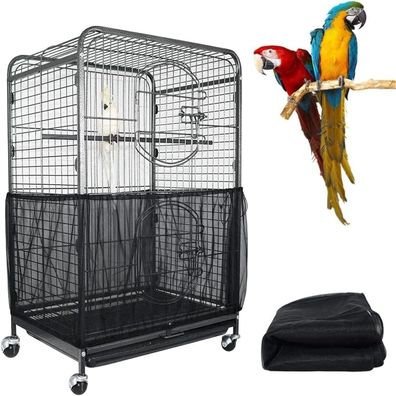 Vogelkäfig-Samenfänger Nylonnetz Abdeckung 300cm breit:40cm Schwarz