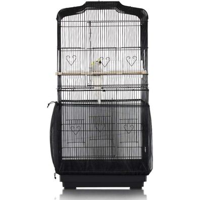 Vogelkäfig Netz Abdeckung Verstellbarer Samenfänger Papageien Schwarz 200cm