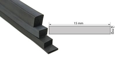 VKP2x15 Moosgummi EPDM - Vierkantprofil 2x15 mm Gummiprofil, Profilgummi, Rechteck