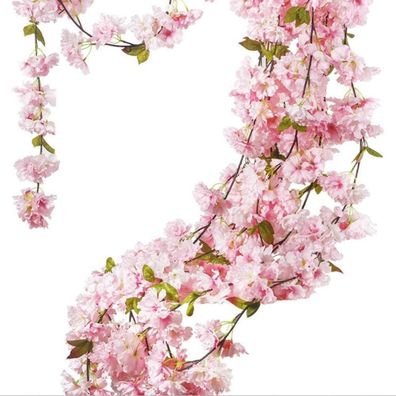 Künstliche Kirschblütengirlande 2 Stücke Seidengirlande 180 cm Fake Blumen