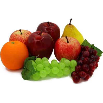 Künstliche Früchte Set 8tlg. Lebensecht Kunstobst Traube Apfel Orange Birne