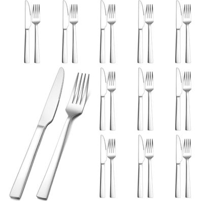Herogo 24-teilig Edelstahl Steakbesteck Set für 12 Personen Silber