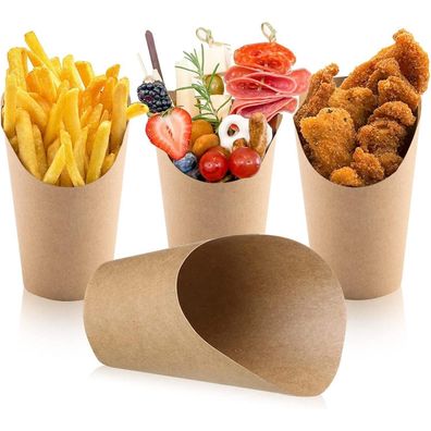 Surflyee 50 Stück Kraftpapier Becher 12oz Pommes Frites Snacktüten