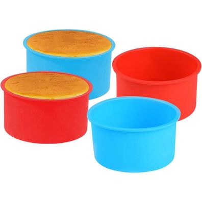 Surflyee Silikon Backform Rund 4 Stück 4 Zoll Kuchenformen Käsekuchen 4 Inch