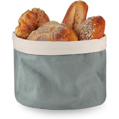 Brotkorb mit Deckel und Kordelzug Ø 25 cm Grau Staubdicht 100% Baumwolle