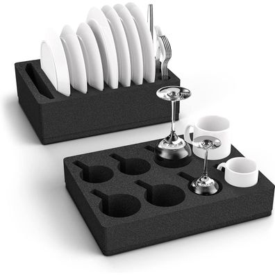 Siegvoll Polyurethan Wohnmobil Geschirr & Tassenhalter Set - Schwarz