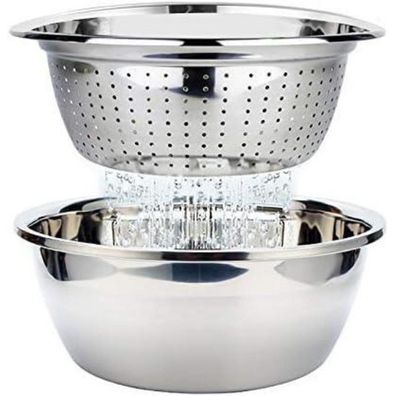 Edelstahl Seihe und Rührschüssel Set Küchensieb Salatschüssel 26cm