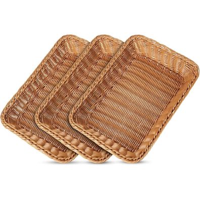 Brotkörbchen 3er Set Geflochten Stapelbar Modern Obstkorb Hochwertig 35x25x7 cm
