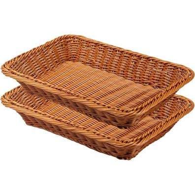 2er Set Geflochtene Brotkörbe 35x25x7 cm Polypropylen Braun