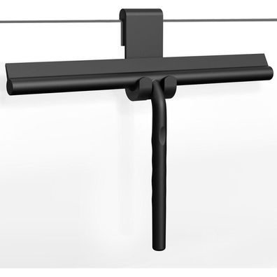 Silikon Duschabzieher 33cm Schwarz ohne Bohren Halter Edelstahlkern