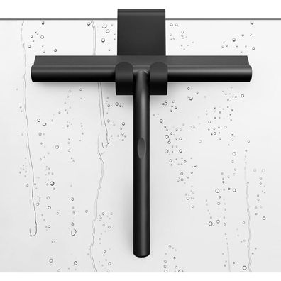 ecooe Silikon Duschabzieher Schwarz mit Edelstahl Kern 21cm Breit