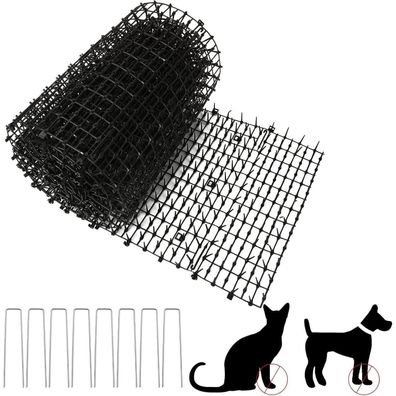Dornengitter Katzenabwehr 30x400 cm Kunststoff Tier Barriere 8 Spikes Schwarz