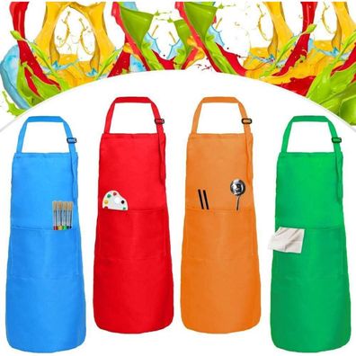 XCOZU 4 Stück Kinderschürze Set mit Tasche in 4 Farben