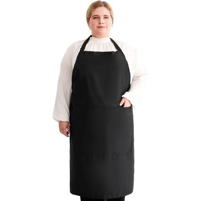 Livdouyu Schwarze Schürze Übergröße Damen Taschen Wasserdicht Kochschürze